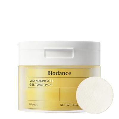 Biodance Vita Niacinamide Gel Toner Pads, Dark Spot Corrector, Evening Skin Tone, Hydrating for Sensitive Skin, Gentle Exfoliating Korean Toner Pads, 4.93 fl.oz.140g60Pads