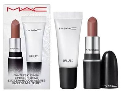 MAC Winters Kiss Lip Duo - Neutral Retro Matte Lipstick Bronx &amp; Mini Lipglass Clear