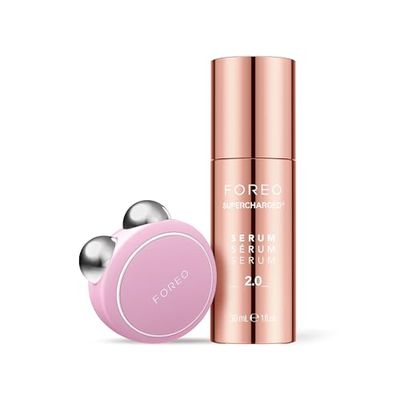 FOREO Firm &amp; Fabulous BEAR mini Serum Serum Serum 1 Oz Anti aging Starter Kit- Microcurrent Facial Device- Instant Face Lift- Double Chin Eliminator- Facial Skin Care Products- Gift Set- Pearl Pink
