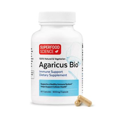 Agaricus Bio 600 mg Wellness Formula, Natural Killer Cell Activity -USA-Grown Organic Agaricus Blazei Murill Mushroom for Immune Support, Liver &amp; Cellular Health, High Beta Glucan Supplements, 60 Caps