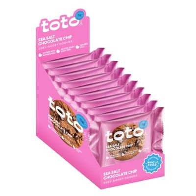 Toto&#39;s Sea Salt Chocolate Chip Vegan Cookies: Gluten-Free High-Fiber Cookie with Plant-Based Protein, Superfoods, and Adaptogens - 10X Individually Wrapped Cookies