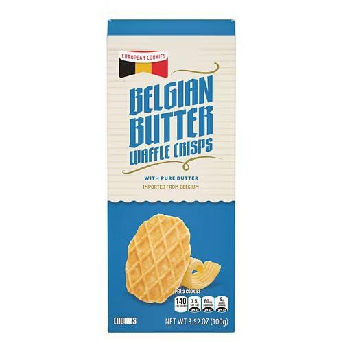 Belgian Butter Waffle Crisps, Biscuit Cookie Dessert, Imported Germany Europe, Crunchy Snack Snacking Food Treat, Benton 3.52oz Box