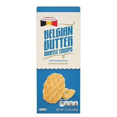 Belgian Butter Waffle Crisps, Biscuit Cookie Dessert, Imported Germany Europe, Crunchy Snack Snacking Food Treat, Benton 3.52oz Box