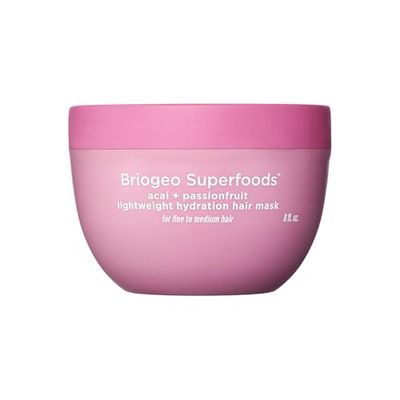 Briogeo Superfoods Acai Passionfruit Lightweight Hydration Hair Mask - Deep Conditioner for Fine Hair, Boosts Shine &amp; Softness, Weightless Moisture, Vegan &amp; Cruelty-Free, 8 oz