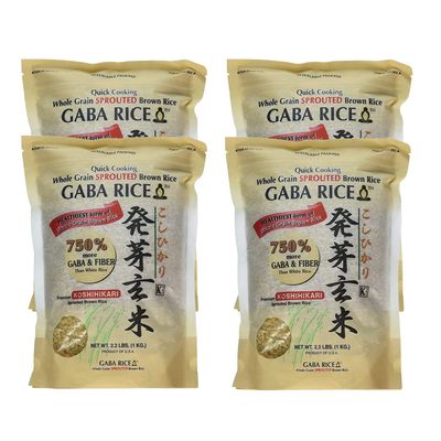 Koshihikari Premium Sprouted Brown Gaba Rice, 2.2 Pound Pack of 4