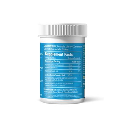 Epic Morning - Liver Detox &amp; Repair Supplement with DHM, Milk Thistle, Vitamin C, B1, B2 &amp; Pomegranate - Natural Pomegranate &amp; Peach Flavor - 20 Chewable Tablets for Liver Support &amp; Morning Recovery