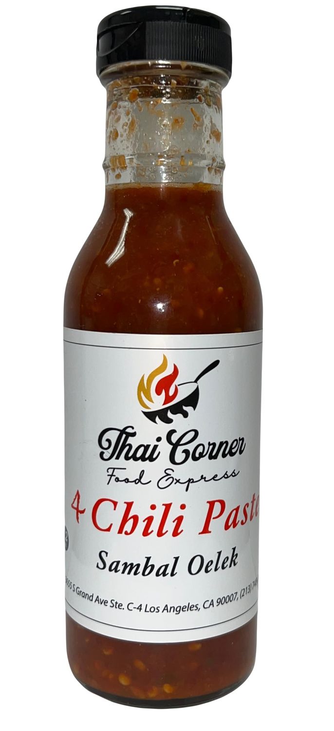 Generic Thai Corner Food Express 4 Chili Paste Sambal Oelek, 8 oz &amp; 12 oz, Ring Neck Glass Bottle 100 vegan &amp; gluten free, Spicy 12 OZ