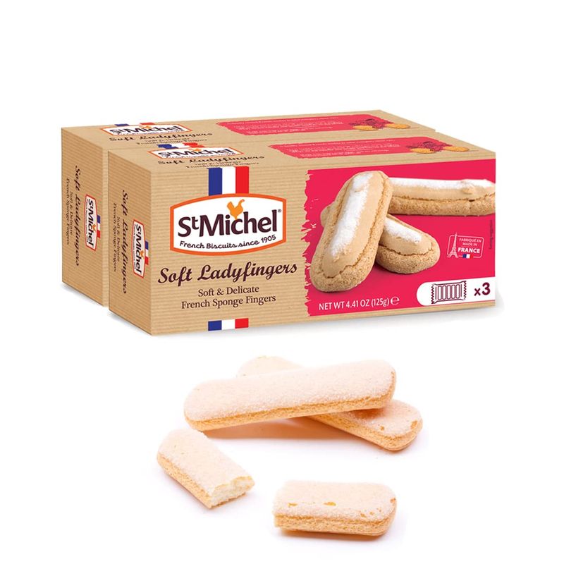 St Michel Traditional 30 Ladyfingers Made in France biscuits for tiramisu Pack of 2 4.41oz each Non-GMO Ladyfingers all natural pastries Kosher Dairy Cookies