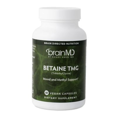 Dr Amen BrainMD Betaine TMG - 60 Capsules - Mood &amp; Methyl Support - Gluten Free - 30 Servings