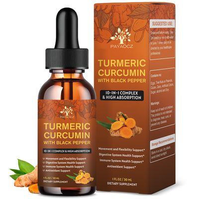 2 Pack Organic Turmeric Curcumin Supplement with Black Pepper and Ginger - Liquid Turmeric Extract Drops with Boswellia, Cinnamon, Rosemary and Sage - Flexibility and Digestive Health - 1 Fl Oz