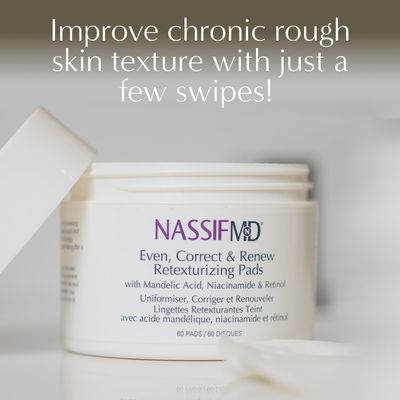 NassifMD Even, Correct &amp; Renew Retexturizing Pads Chemical Peel for Face Whitehead, Closed Comedone and Acne Marks Skin Resurfacing Pads Hyperpigmentation Treatment for Face