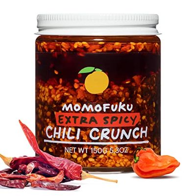 Momofuku Extra Spicy Chili Crunch by David Chang, 5.3 Ounces, Oil with Crunchy Garlic and Shallots, Crisp for Cooking as Sauce or Topping