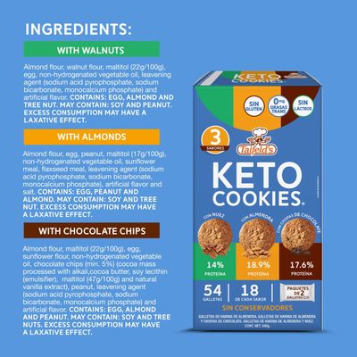 Taifeld's KETO COOKIES, 3 Flavor pack, 54 Cookies, Healthy, BEST VALUE Club Size