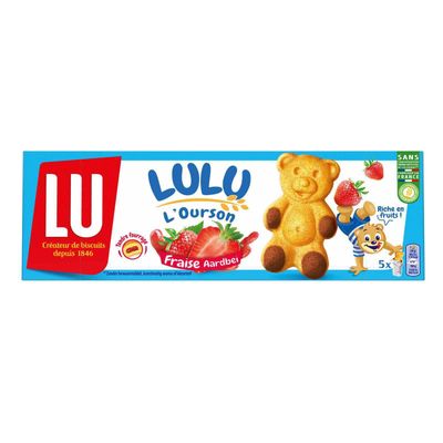 Lu Cookies Bear Cakes Cookies Strawberry Filling 5 Bags Lu Biscuits Belgian Cookies 5,2 Ounce Total
