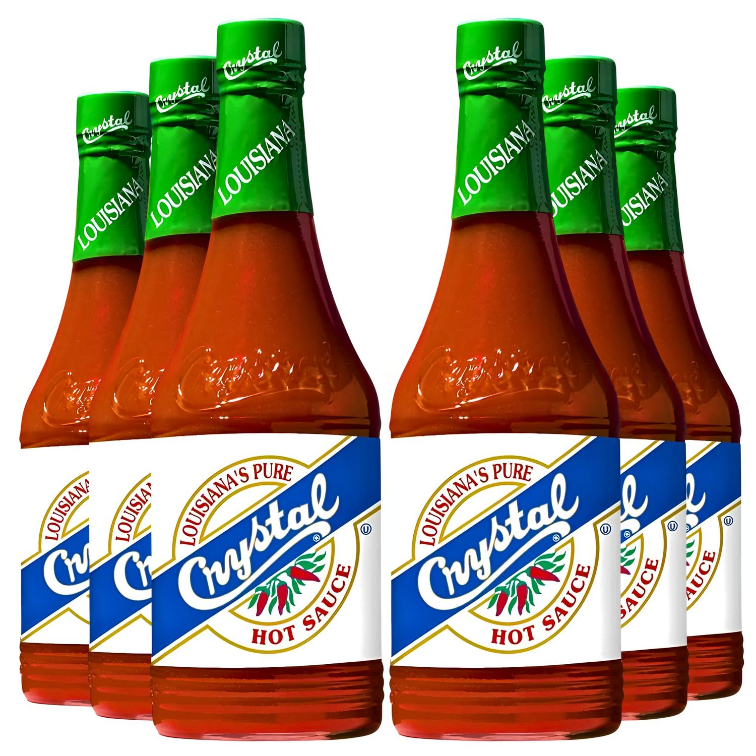 Crystal Hot Sauce, Original - 12 oz Bottle, Pack of 6, Low Sodium, Low Fat, All Natural - Perfect for Spicing Up Sandwiches, Soups, Stews, Fries and More - Authentic Louisiana Cayenne Pepper Sauce