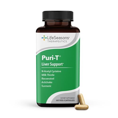 LifeSeasons Puri-T - Liver Cleanse &amp; Detox Support Supplement - Resveratrol, N-Acetyl Cysteine, Milk Thistle, Artichoke &amp; Turmeric - Supports Tissue Regeneration &amp; Healthy Bile Flow - 60 Capsules
