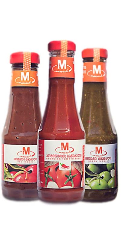 Marneuli Sause Variety Pack of 3, Red Tkemali Plum Sauce, Green Tkemali Plum Sauce, Hot Satsebeli Tomato Sauce, Imported from Georgia