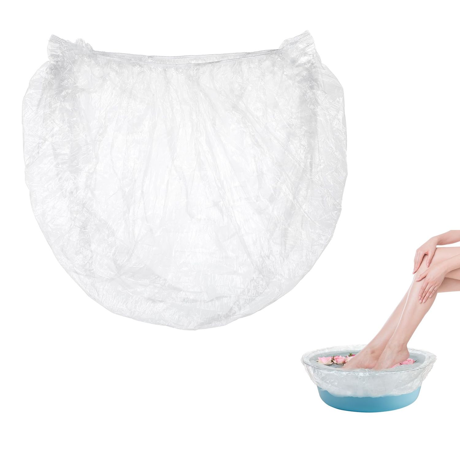 JIYIN Disposable Foot Tub Liner, 10 Pcs Disposable Pedicure Spa Liners Clear Plastic Disposable Pedicure Bowl Liners Portable Foot Bath Basin Bags for Pedicure Spa Beauty Salon Hotel Home Use100CM