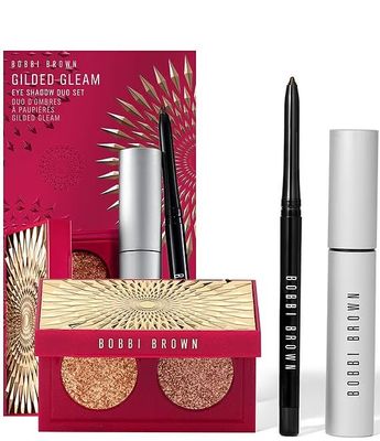 Bobbi Brown Gilded Gleam Eyeshadow, Eyeliner Mascara Set, 3 Piece Kit