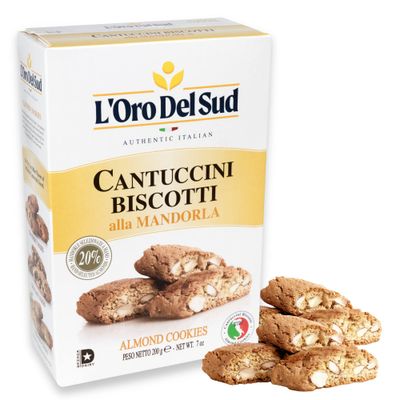 L&#39;Oro Del Sud Traditional Almond Biscotti, Cantuccini d&#39;Abruzzo, Italian Cookies Madewith Real Quality Ingredients, 200 G, 7 oz