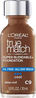 LOreal Paris Makeup True Match Super-Blendable Liquid Foundation, Deep Cool C9, 1 Fl Oz, 1 Count