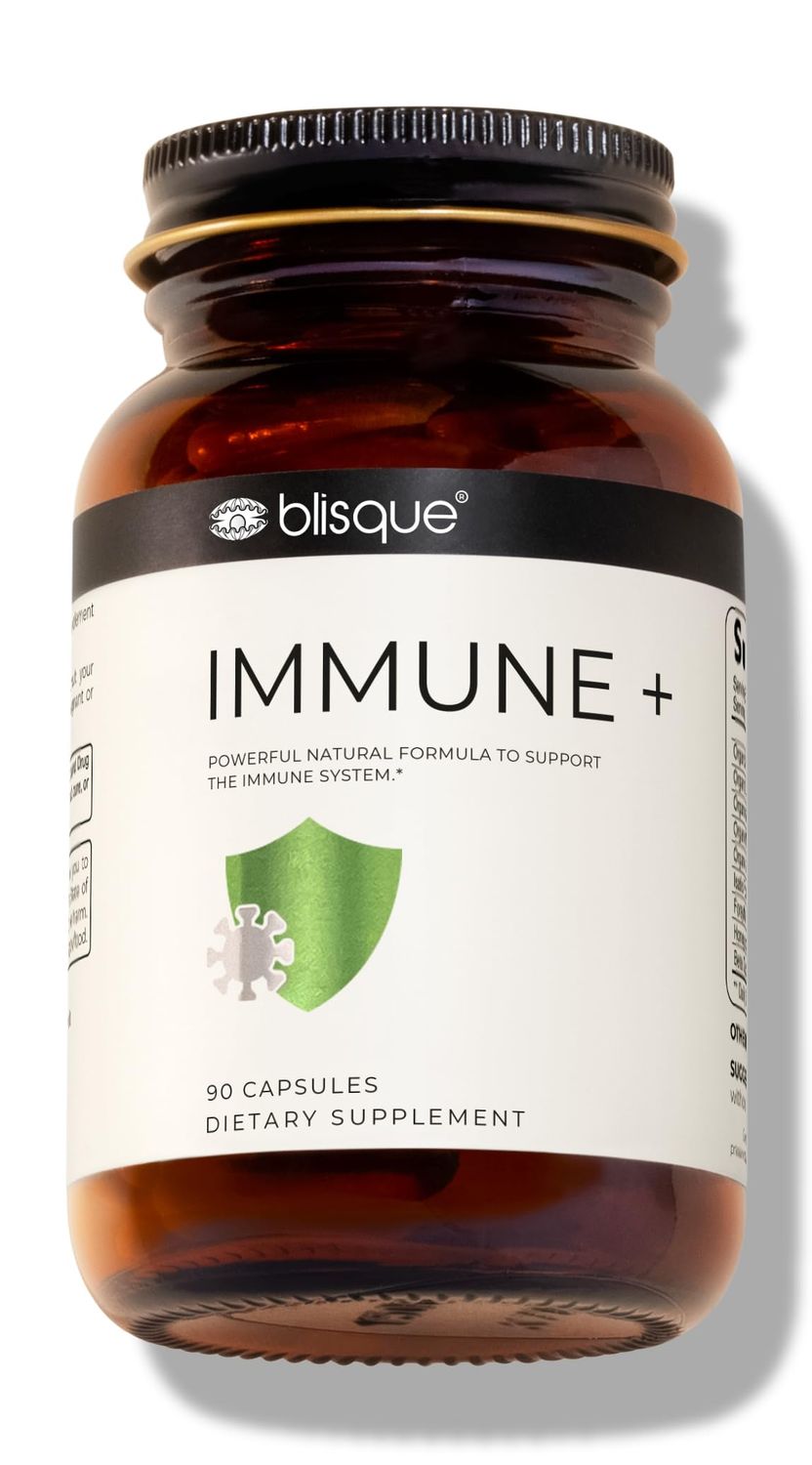 Blisque - Natural Immune Support Supplement for Immune Defense, Boost, and Aid Doctor-Approved with Astragalus, Echinacea, and Garlic 90 Capsules Vegan and Non-GMO