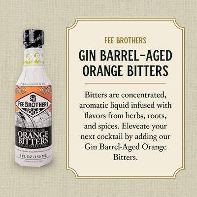 Fee Brothers Gin Barrel-Aged Orange Cocktail Bitters - Aromatic Cocktail Mixer &amp; Concentrated Flavoring, Gluten Free, Vegan-Friendly, 5 fl oz