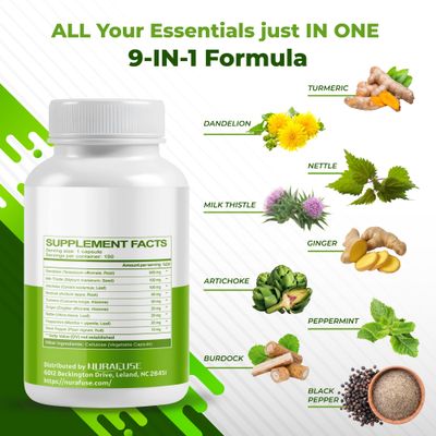 Dandelion Milk Thistle Artichoke Burdock Turmeric - Support Liver Health, Support Digestive Aid - Made and Tested in The USA