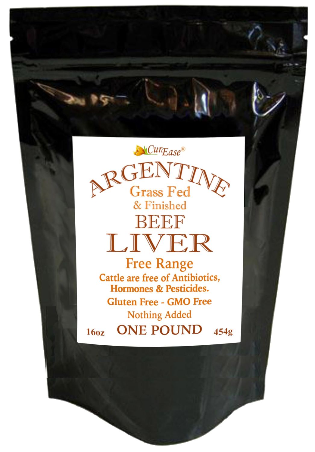 CurEase Argentine Grass Feed Beef Liver Powder Undefatted Desiccated dried Pesticide and Hormone Free 1lb One Pound 453grams 908 Servings