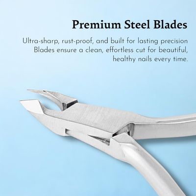 Beauty Power Cuticle Nipper with Cuticle Pusher. Cuticle Remover Nippers Professional Stainless Steel Cutter Clippers, Pedicure Manicure Tools for Fingernails Toenails Matte Grey Nano Nail File