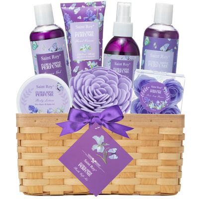 Mother&#39;s Day Gifts for Mom Gift Basket for Women, Luxury 11Pcs Floral Perfume Scents Bath and Body Home Spa Gift Kit with Bubble Bath, Body Lotion, Self Care Gifts Basket for Her, Birthday Gifts