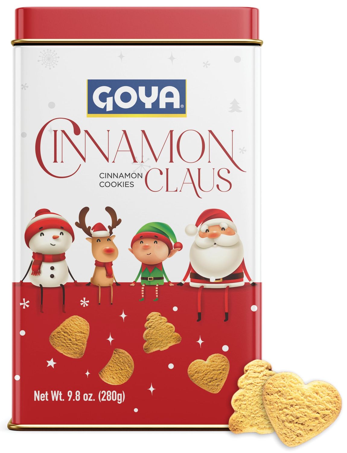 Goya Christmas Cookie Gift Collection, Festive Cinnamon Claus Christmas Cookies in Tin, Fun Shapes incl Heart &amp; Tree, Holiday Treats for Family, 9.8oz