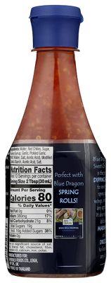 Blue Dragon Thai Sweet Chili Sauce, 10.5 Oz Pack of 1, Dipping Sauce, Marinade, Squeezy Bottle, Gluten Free, Vegan