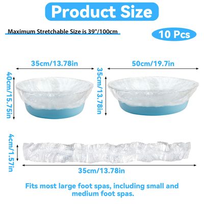 JIYIN Disposable Foot Tub Liner, 10 Pcs Disposable Pedicure Spa Liners Clear Plastic Disposable Pedicure Bowl Liners Portable Foot Bath Basin Bags for Pedicure Spa Beauty Salon Hotel Home Use100CM
