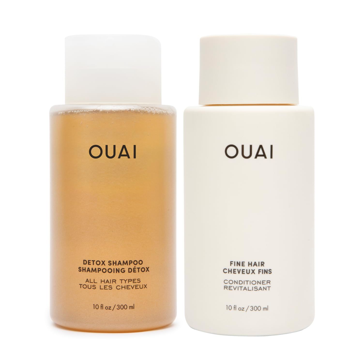 OUAI Detox Shampoo &amp; Fine Hair Conditioner Bundle - Clarifying Shampoo for Build Up, Dirt, Oil, Product and Hard Water &amp; Volumizing Conditioner for Fine Hair 2 Count