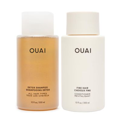 OUAI Detox Shampoo &amp; Fine Hair Conditioner Bundle - Clarifying Shampoo for Build Up, Dirt, Oil, Product and Hard Water &amp; Volumizing Conditioner for Fine Hair 2 Count