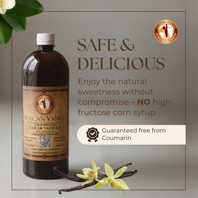 Pure Clear Mexican Vanilla Extract - 1L 33.81 fl oz Gluten-Free Vanilla for Baking, Cakes, Cookies, Desserts &amp; Beverages