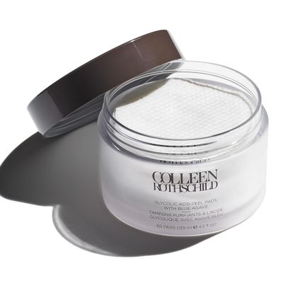 COLLEEN ROTHSCHILD Glycolic Acid Peel Pads with Blue Agave Gentle Spa-Strength Treatment Resurface, Brighten, Smooth &amp; Exfoliate Skin 60 Pads 4.2 fl oz