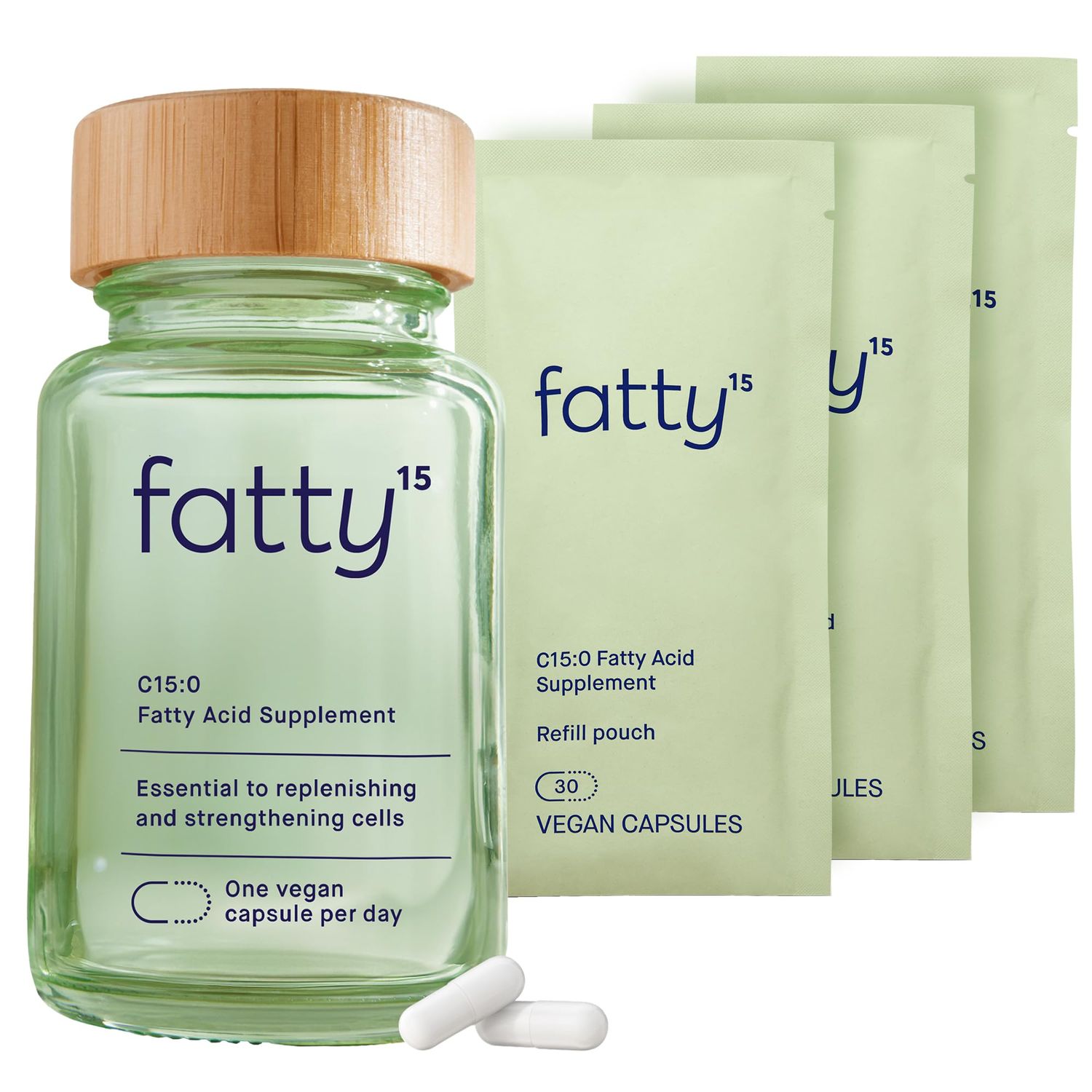Fatty15 C15:0 Pentadecanoic Acid Supplement The Longevity Nutrient - 90 Vegan Capsules - 3x Cellular Benefits of Fish Oil Omega 3 Supplements - Gut Health, Liver Support, &amp; Mitochondrial Health