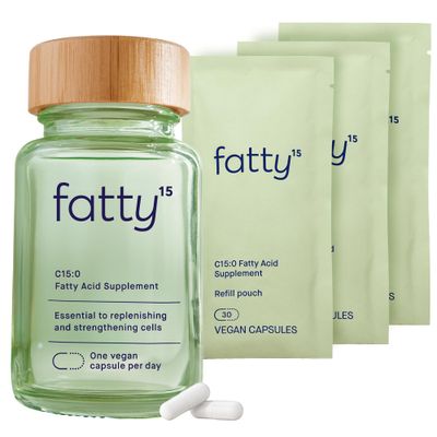Fatty15 C15:0 Pentadecanoic Acid Supplement The Longevity Nutrient - 90 Vegan Capsules - 3x Cellular Benefits of Fish Oil Omega 3 Supplements - Gut Health, Liver Support, &amp; Mitochondrial Health