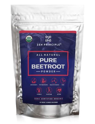 Zen Principle 1 lb. Premium Organic Beetroot Powder. 100 USDA Certified. More Fiber and Less Sugar Than Beet Juice. All Natural Energy Boost, Supports Healthy Liver and Heart. Made in USA.