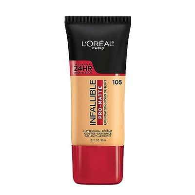 L&#39;Oreal Paris Makeup Infallible Pro-Matte Liquid Longwear Foundation, 105 Natural Beige, 1 fl; oz.