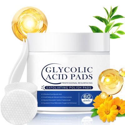 Glycolic Acid Pad, Exfoliating Pads Exfoliating Toner Pads Face Exfoliator Deep Cleaning Effect for Troubled &amp; Breakout-Prone Skin 60 Count