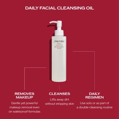 Shiseido Perfect Cleansing Oil - 300 mL - Lightweight Daily Cleanser for Soft, Dewy Skin - Removes Waterproof Makeup, Dirt &amp; Impurities