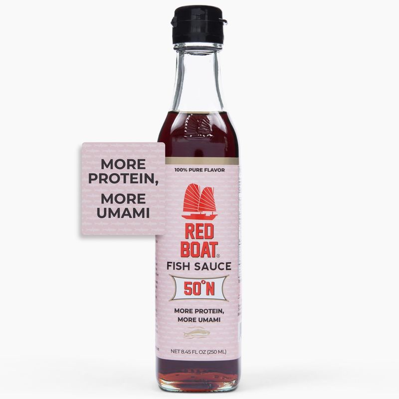 Red Boat Fish Sauce, Phamily Reserve Premium 50N fish sauce sustainably made with just two ingredients in Vietnam Higher Protein For Exceptional Flavor Gluten and sugar free, no preservatives 8.45...