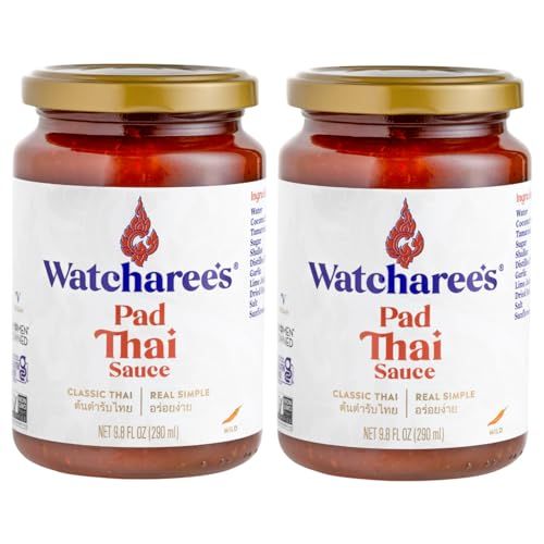 Watcharee&#39;s Pad Thai Sauce, Authentic Thai Stir Fry Sauce, Vegan, Non-GMO, Gluten-Free - Pack of 2, 9.8 fl oz Per Jar