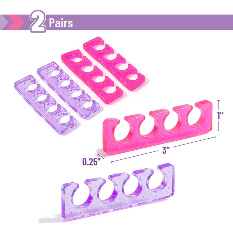 DR. JK- Toe Separators for Pedicure, 2 Pairs, Pink &amp; Purple, Toe Separators for Women Pedicure, Toe Spreaders for Women, Gel Toe Spacers for Pedicures, Pedicure Toe Separators for Women, Toe Dividers
