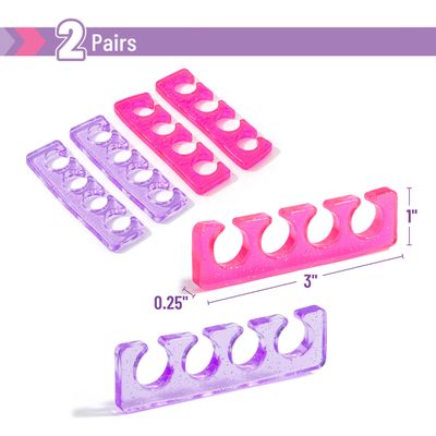 DR. JK- Toe Separators for Pedicure, 2 Pairs, Pink & Purple, Toe Separators for Women Pedicure, Toe Spreaders for Women, Gel Toe Spacers for Pedicures, Pedicure Toe Separators for Women, Toe Dividers