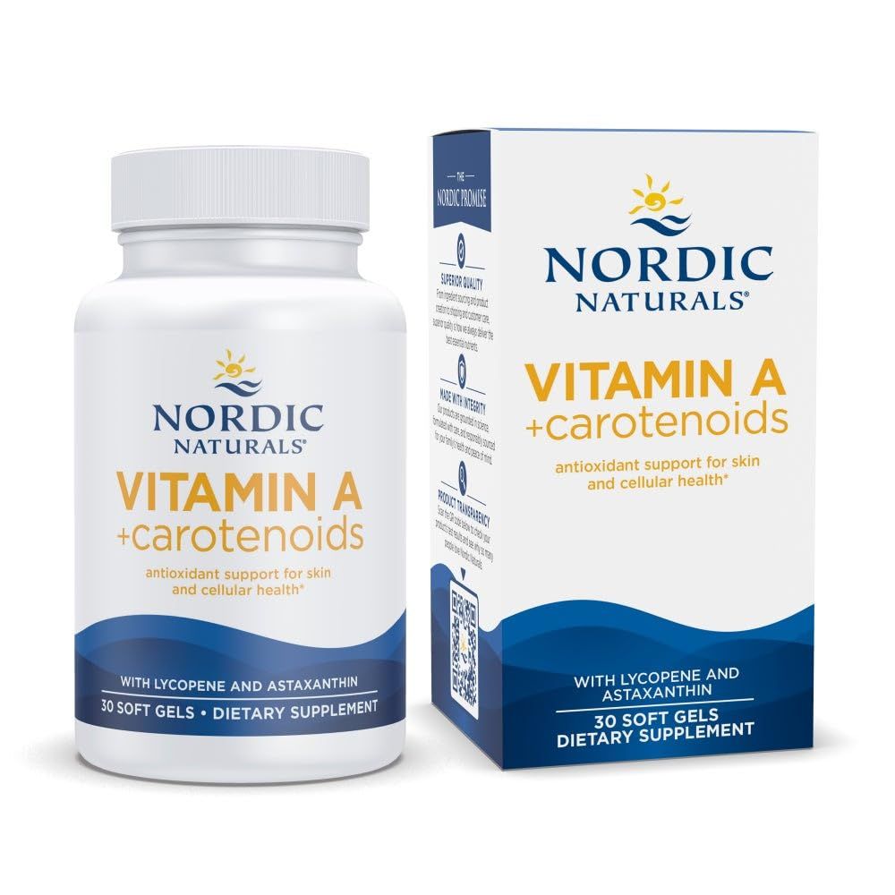 Nordic Naturals Vitamin A Carotenoids, Unflavored - 30 Soft Gels - Lycopene &amp; Astaxanthin - Supports Skin, Cellular Health - Non-GMO - 30 Servings