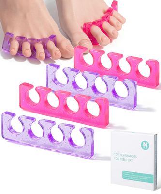 DR. JK- Toe Separators for Pedicure, 2 Pairs, Pink &amp; Purple, Toe Separators for Women Pedicure, Toe Spreaders for Women, Gel Toe Spacers for Pedicures, Pedicure Toe Separators for Women, Toe Dividers